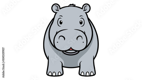 hippo cute vector illustration