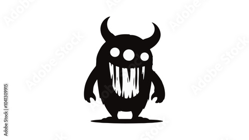 very simple black shape of a scary monster silhouette illustration in vector