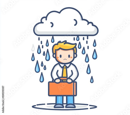 Illustration depicting a businessman under a cloud