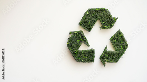 Minimalist Green Recycling Sign Icon on White Background