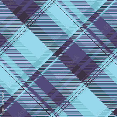 Famous seamless texture background, victorian pattern vector check. Strip fabric textile tartan plaid in cyan and indigo colors.