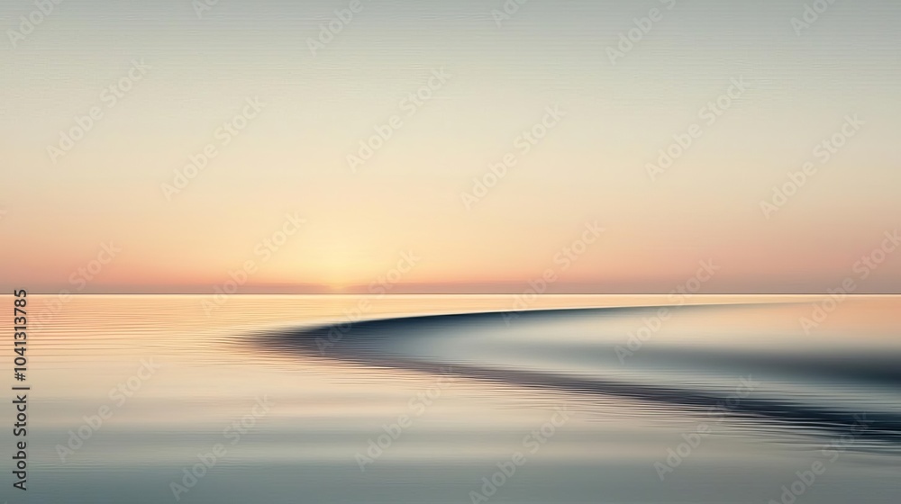 A calm river flowing under a pastel sky, symbolizing peace in the present, minimalist style A calm river flowing under a pastel sky, symbolizing peace in the present, minimalist style