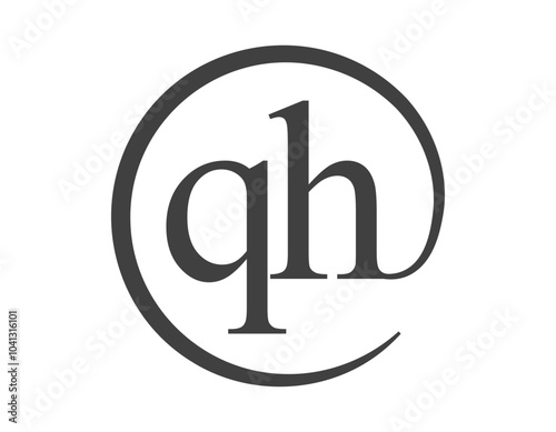 QH logo from two letter with circle shape email sign style. Q and H round logotype of business company
