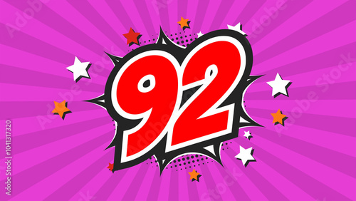 Colorful background with number 92 - Ninety-Two - 92nd ninety-second