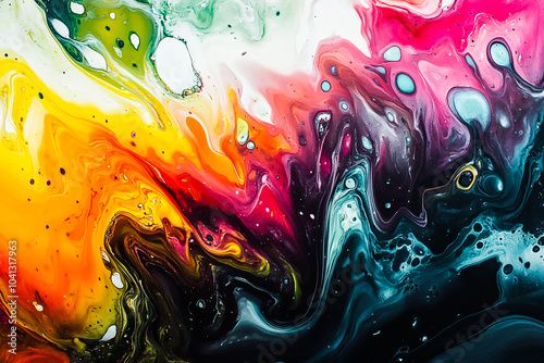 Dynamic Flow: Energizing Liquids Creating Bold Colorful Patterns photo