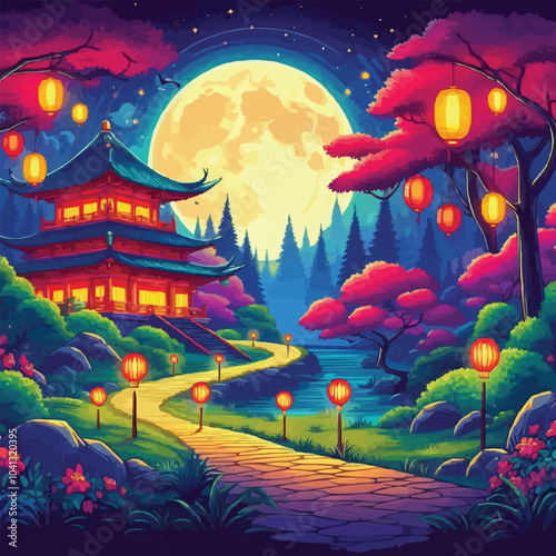 japanese garden at night