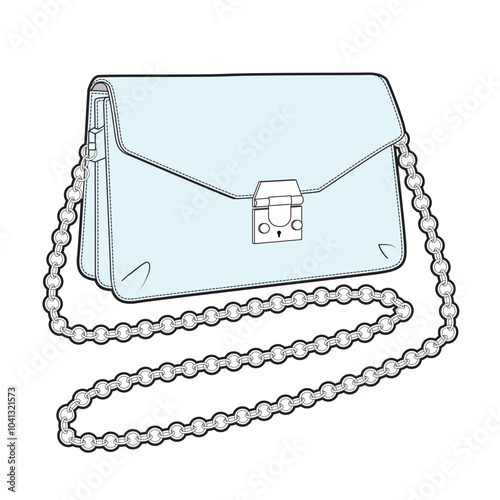 Girls crossbody purse bag vector template technical drawing.