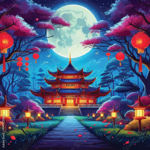 japanese garden at night