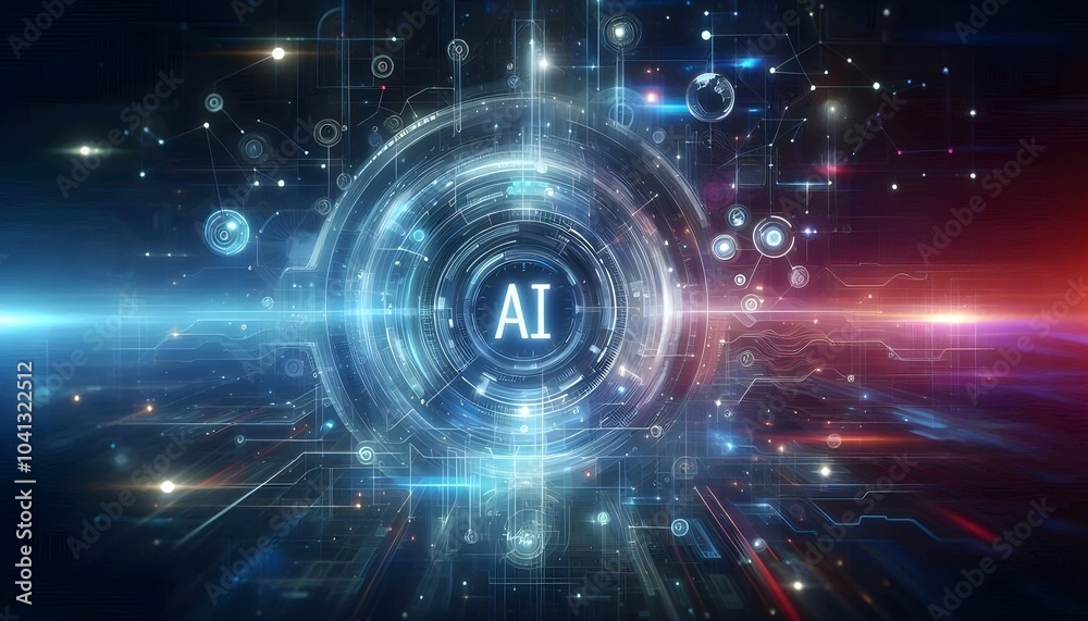 Abstract futuristic background illustration with digital technology and artificial intelligence concept. Text Abstract futuristic background illustration with digital technology and artificial intelligence concept. Text