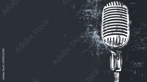 Vintage Microphone on Dark Background