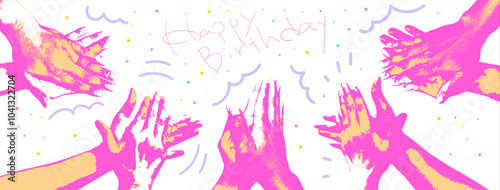 Illustration of people clapping in a birthday celebration.