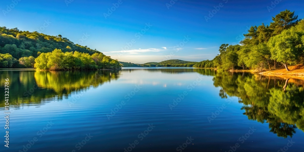 Minimalist Daytime View of Travis Lake, Texas - Serene Water Reflections, Clear Blue Sky, Tranquil Landscape, Nature's Beauty, Peaceful Atmosphere, Scenic Lake, Outdoor Serenity, Texas Nature Minimalist Daytime View of Travis Lake, Texas - Serene Water Reflections, Clear Blue Sky, Tranquil Landscape, Nature's Beauty, Peaceful Atmosphere, Scenic Lake, Outdoor Serenity, Texas Nature