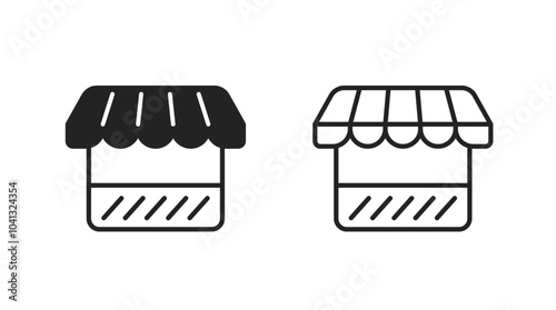 Store shop icon simple vector graphic illustration set, minimal shopfront symbol sign pictogram, storefront market silhouette image clip art
