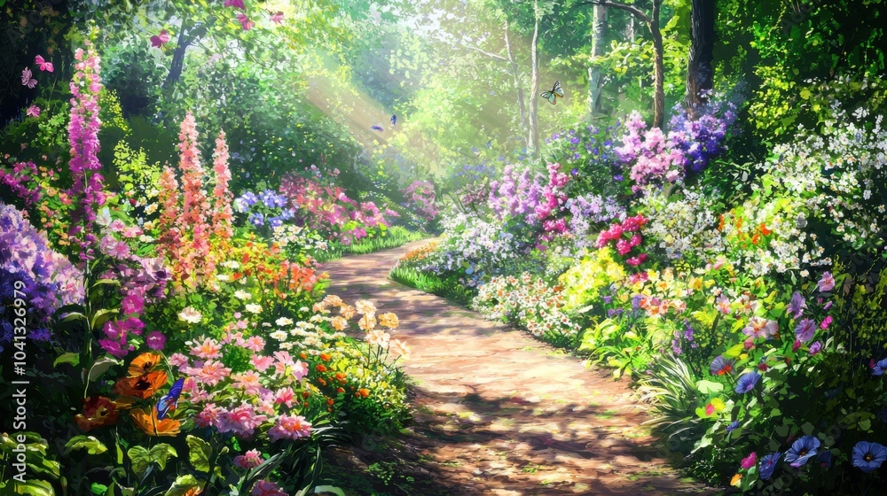 Secret Garden Haven: A Tranquil Pathway of Blooms and Greenery Secret Garden Haven: A Tranquil Pathway of Blooms and Greenery