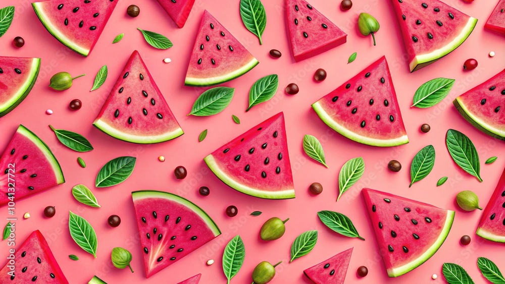Kids Watermelon Seamless Pattern Background - Bright Summer Illustration Kids Watermelon Seamless Pattern Background - Bright Summer Illustration