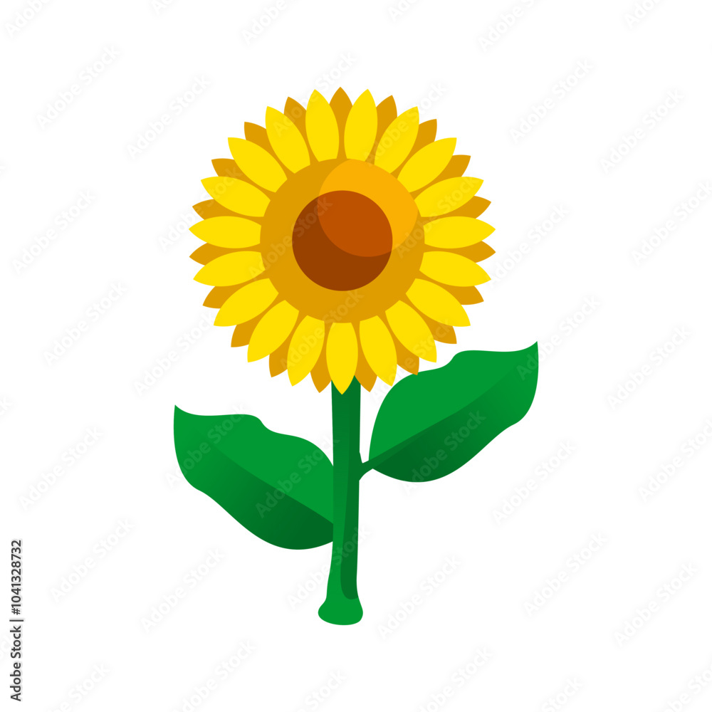 Fototapeta premium Sunflower vector, beautiful plant yellow sunflower.