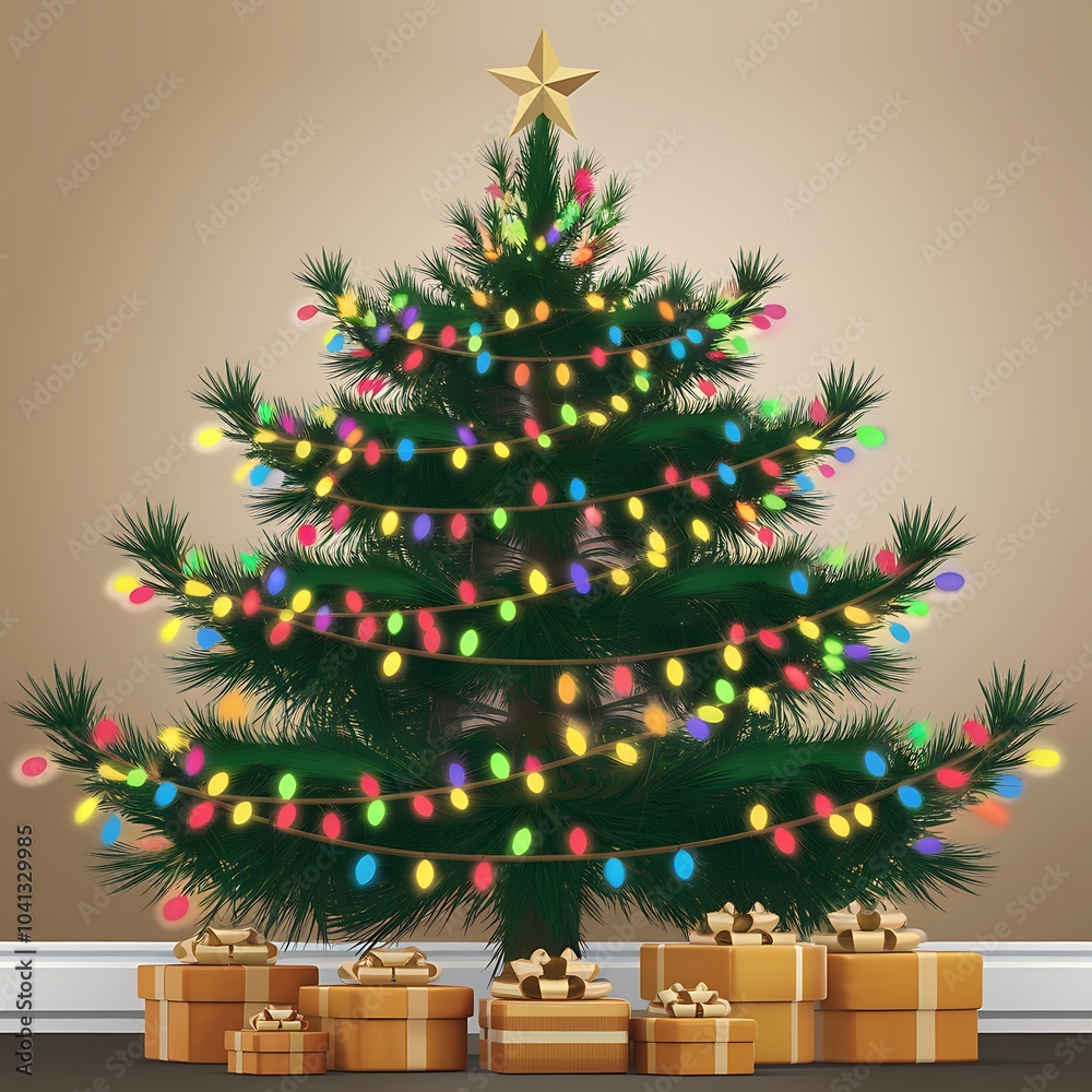 Fototapeta premium Decorated Christmas Tree with Presents Underneath