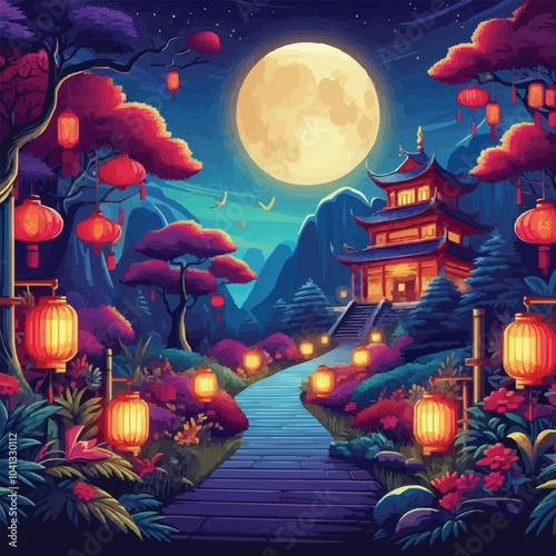 japanese garden at night