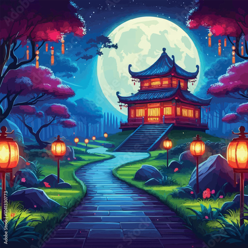 japanese garden at night