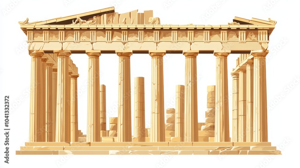 Obraz premium Ancient Greek Temple Illustration