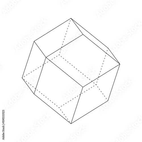 Vector geometric outline illustration of Rhombic Dodecahedron
