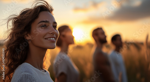 Golden Hour Friendship: Smiles at Sunset photo