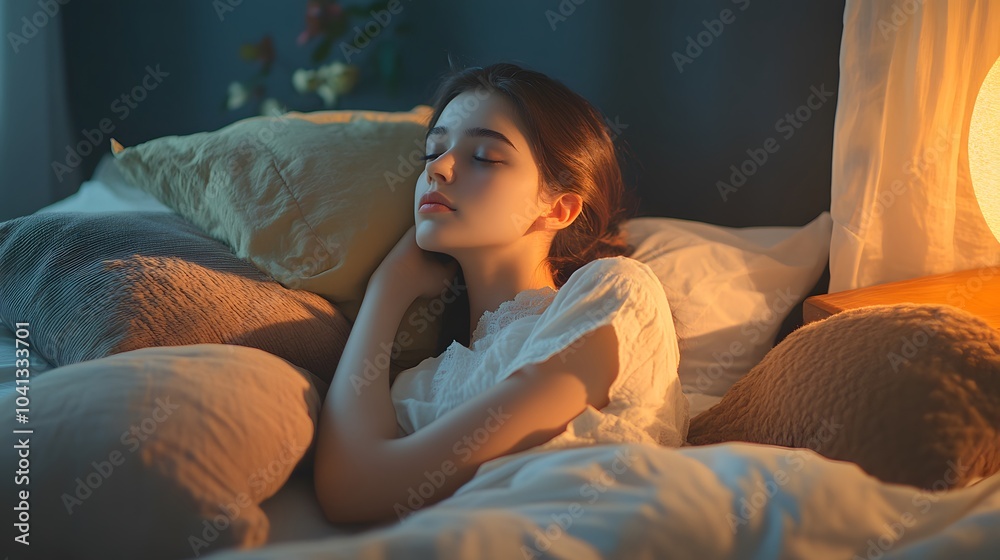 Obraz premium Beautiful young woman resting at home. 