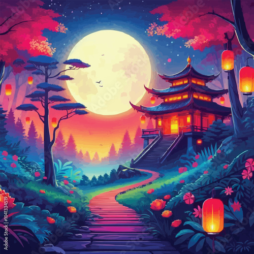 japanese garden at night