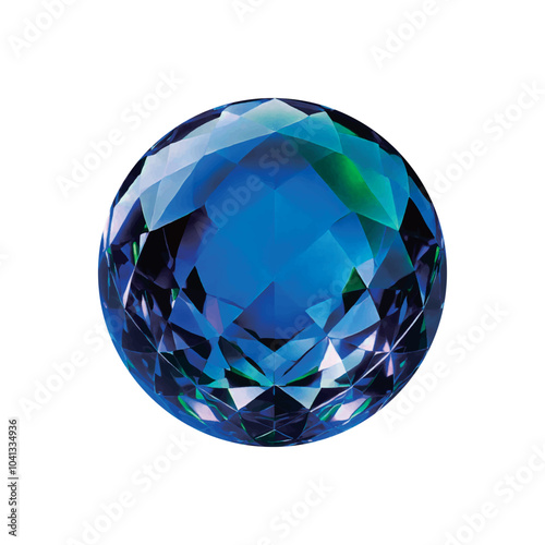 A stunning blue gemstone reflecting light with elegance, creating a luxurious spherical design.