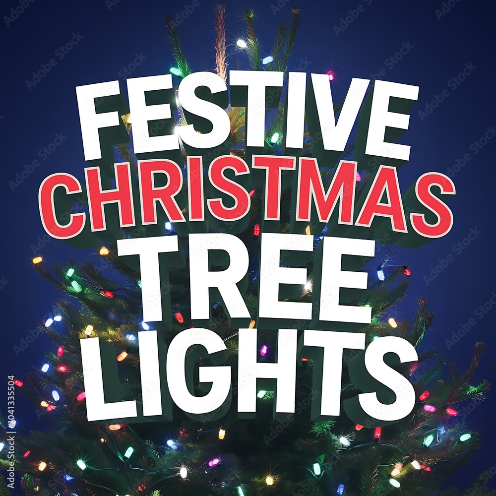 Festive Christmas Tree Lights On A Green Tree Festive Christmas Tree Lights On A Green Tree