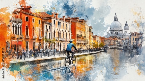 Colorful Bicycle Ride Along Venetian Canals