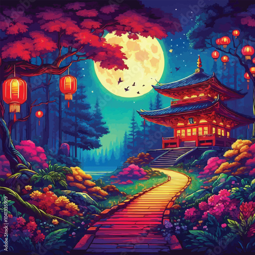 japanese garden at night