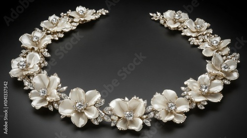 Wallpaper Mural Elegant White Flower Jewelry Design with Delicate Patterns Torontodigital.ca