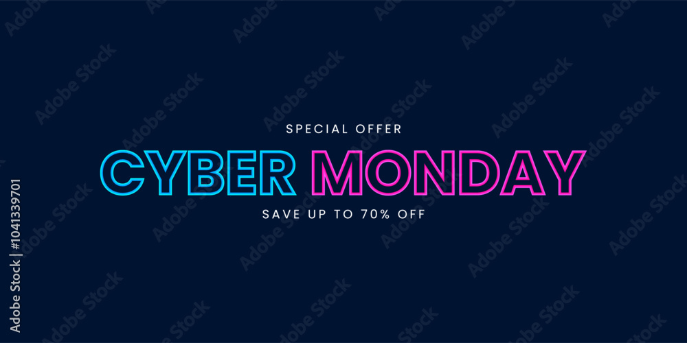Cyber Monday typography design. Cyber Monday sale banner. Seasonal discount background. Vector illustration Cyber Monday typography design. Cyber Monday sale banner. Seasonal discount background. Vector illustration