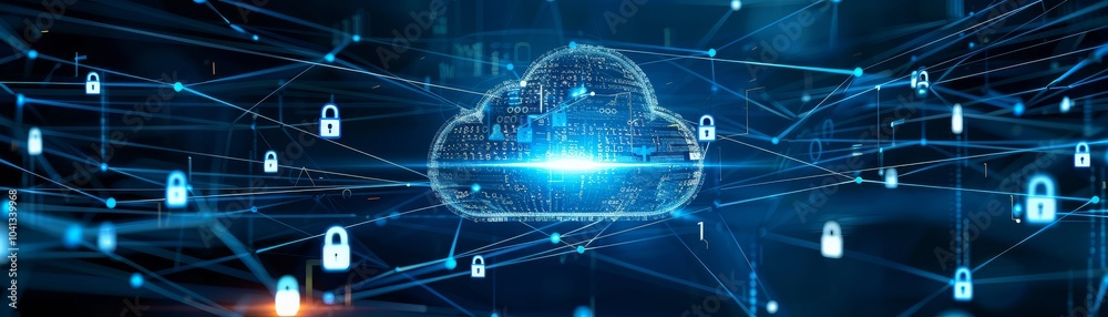 Secure Cloud Network with Lock Icons.