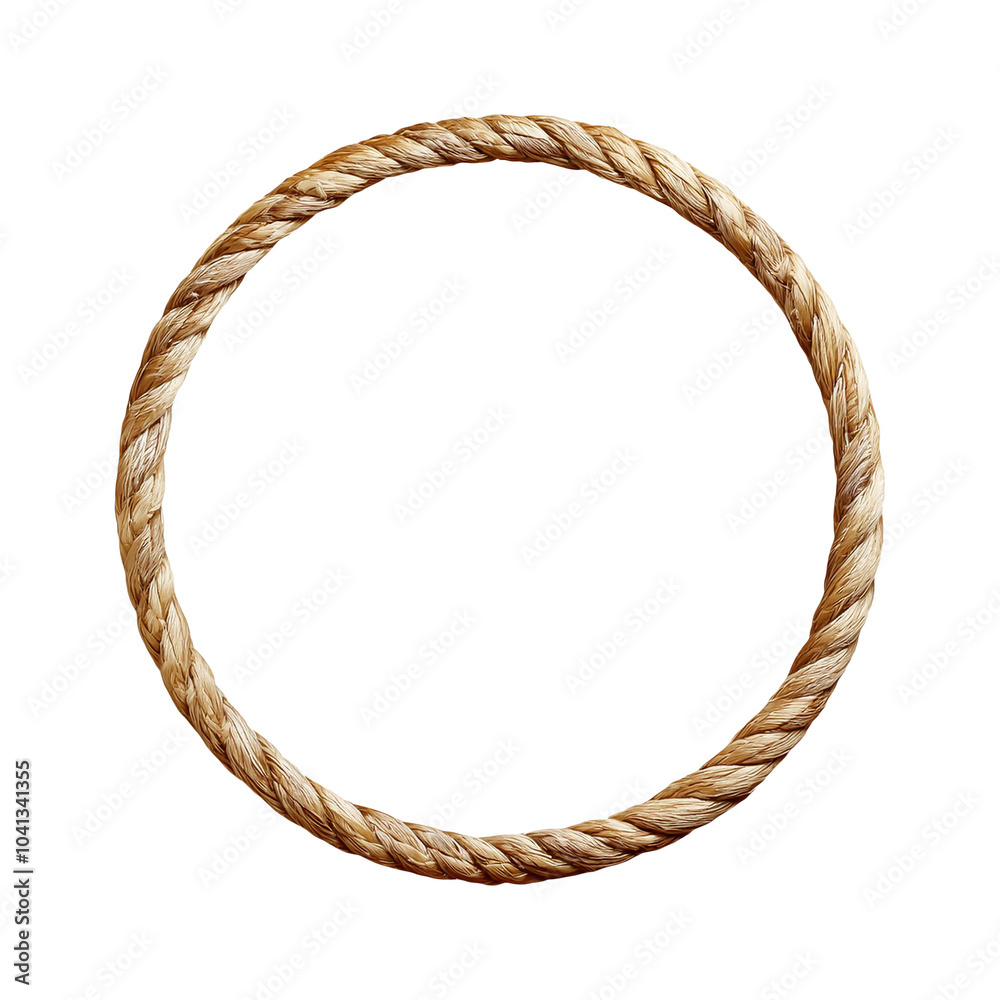 Circle Rope frame crafted from intertwined rope, Nautical or cowboy concept idea a transparent background.. Circle Rope frame crafted from intertwined rope, Nautical or cowboy concept idea a transparent background..