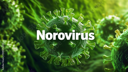 3d Norovirus infection at green background