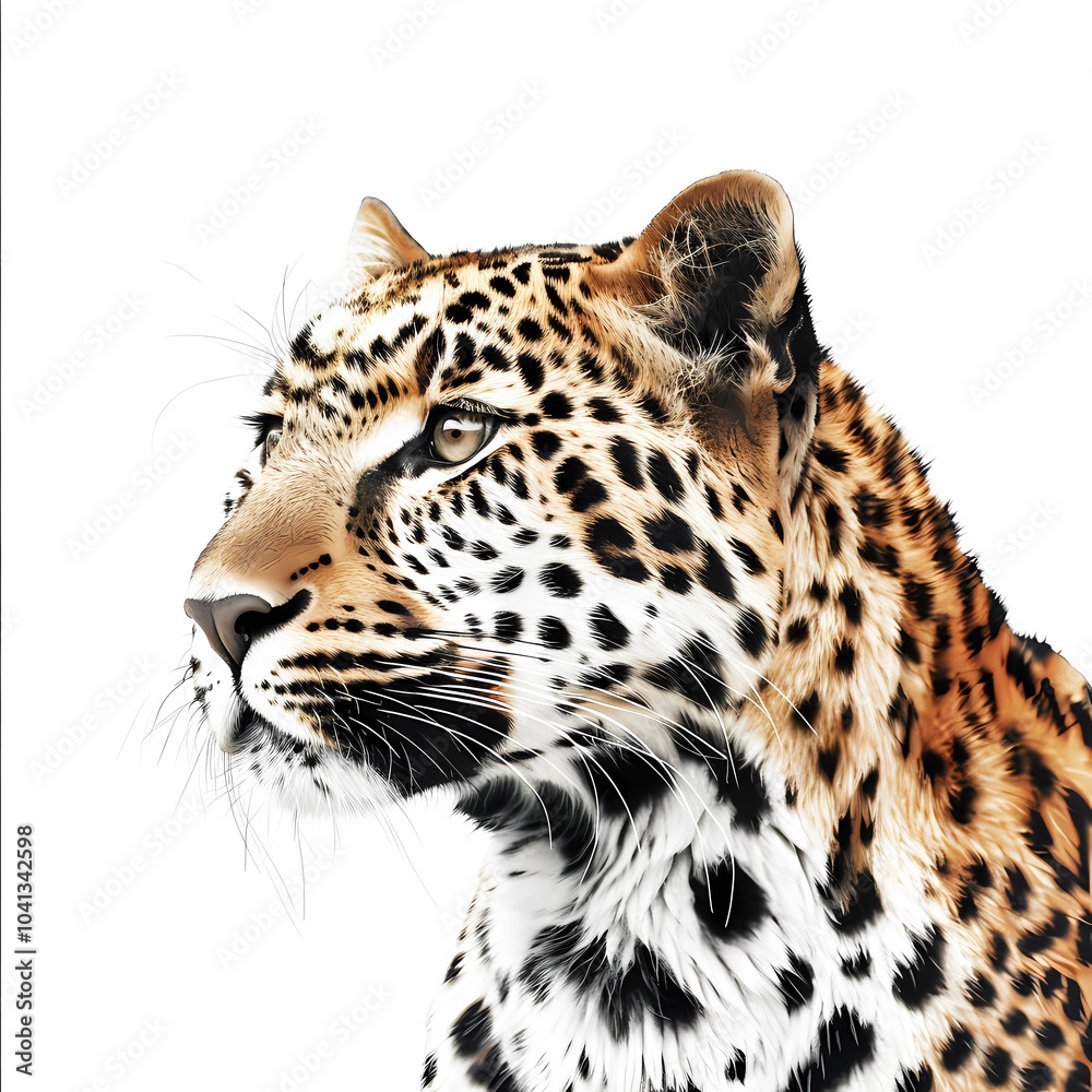 Obraz premium Portrait Leopard On White Background. Generative AI.