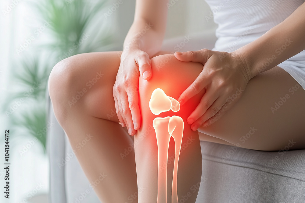 Young woman having knee ache and muscle pain. Young woman having knee ache and muscle pain.