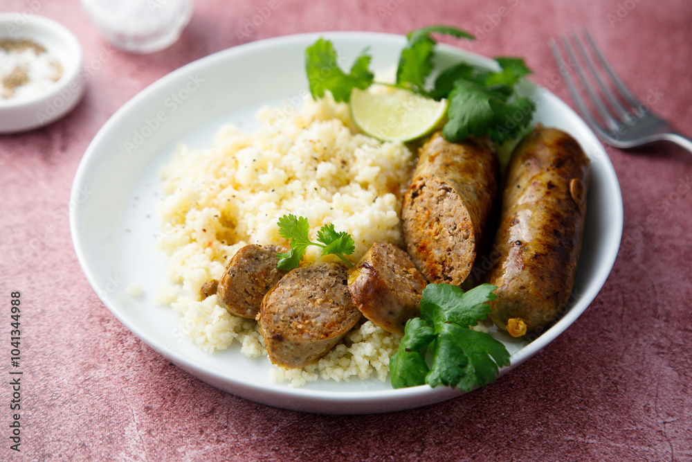 Homemade sausages with couscous Homemade sausages with couscous