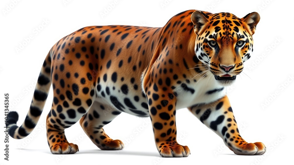 Fototapeta premium Panthera on a white isolated, portrait of a jaguar Panthera Leo