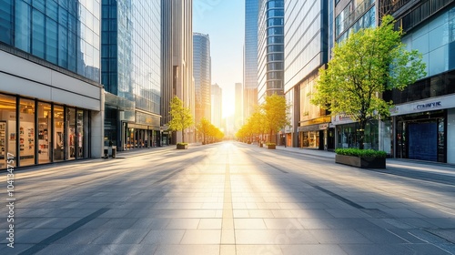 Urban Sunset in a Modern City Street