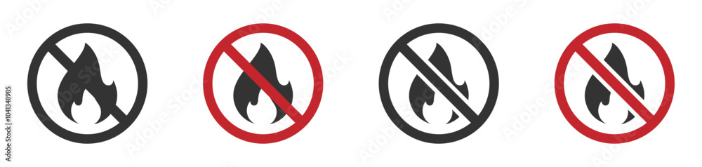 No fire vector icon. Fire prohibited sign. No fire icon. Fire is not allowed sign No fire vector icon. Fire prohibited sign. No fire icon. Fire is not allowed sign