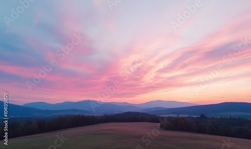  colorful pink and red colored evening sky, Generative AI