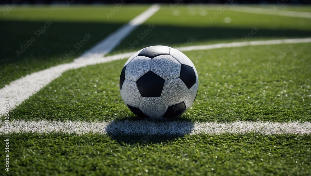 Soccer Ball on Grass with Lights and Background Soccer Balls - Digital Illustration for Football Championship Concept. AI generated illustration Soccer Ball on Grass with Lights and Background Soccer Balls - Digital Illustration for Football Championship Concept. AI generated illustration