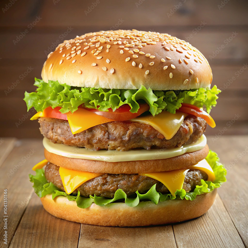 custom made wallpaper toronto digital"A Hamburger with Cheese and Another Hamburger on It - Una Hamburguesa con Queso y Otra Hamburguesa Encima"