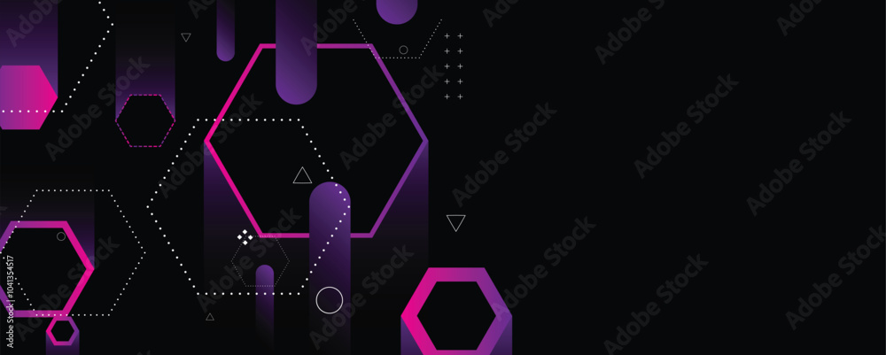 Fototapeta premium Purple hexagon style background for science and technology presentation