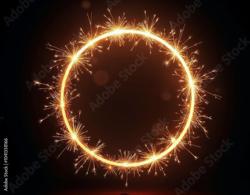 a sparkler is sparkling and shown in the shape of a circle on a dark background