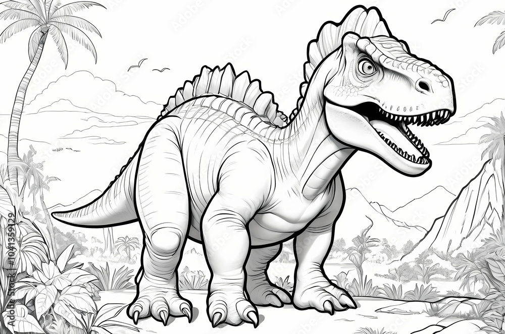 Fototapeta premium Dinosaur Coloring Book Page