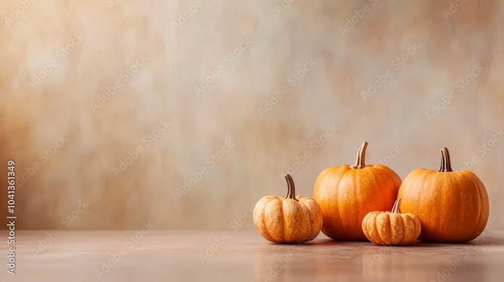 Autumn Pumpkins on Wooden Table Autumn Pumpkins on Wooden Table